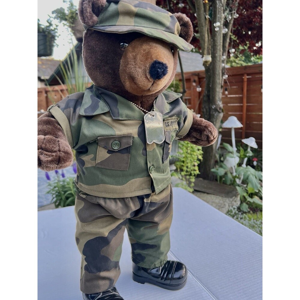 21” U.S. Army Teddy Bear Military Plush Camo Uniform Dog Tags Combat Boots